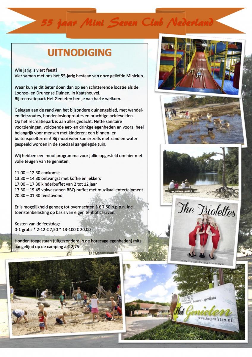 Uitnodiging feest 55-jarig jubileum Mini Seven Club Nederland