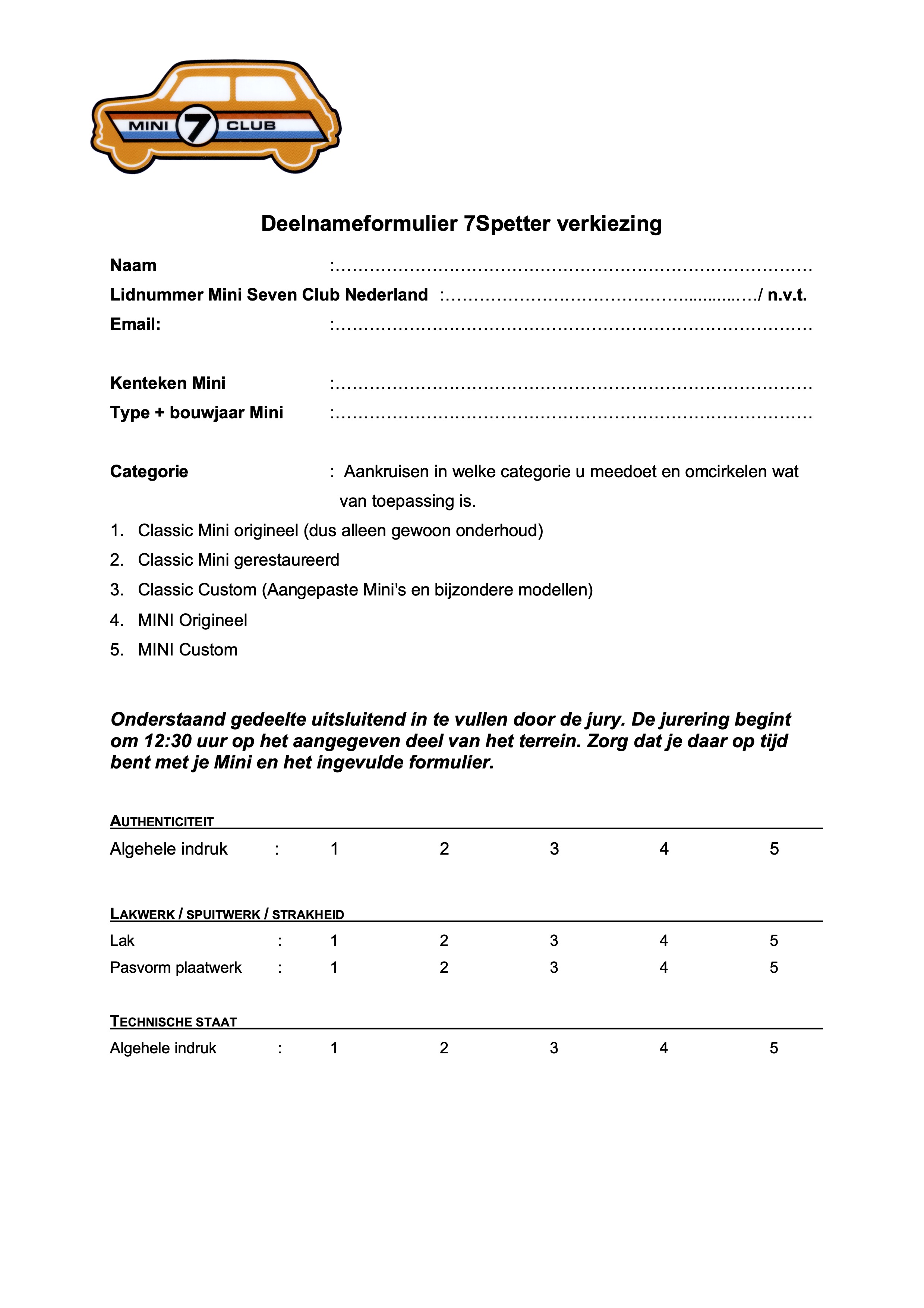 Deelnameformulier 7Spetter verkiezing pagina 1