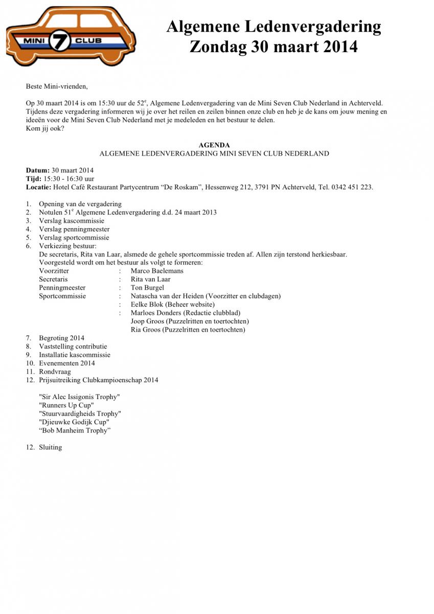 Agenda ALV 2014