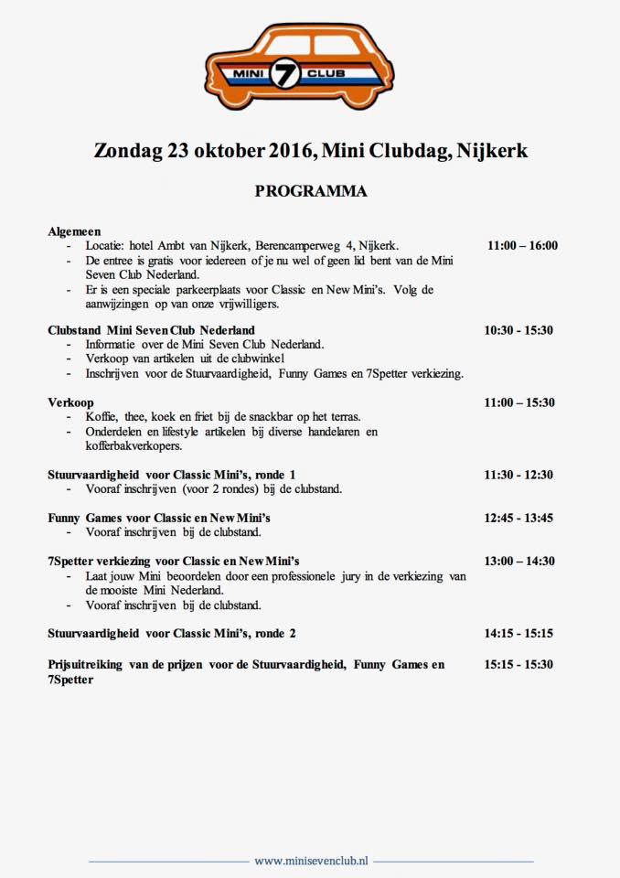 programma clubdag 23-10-2016