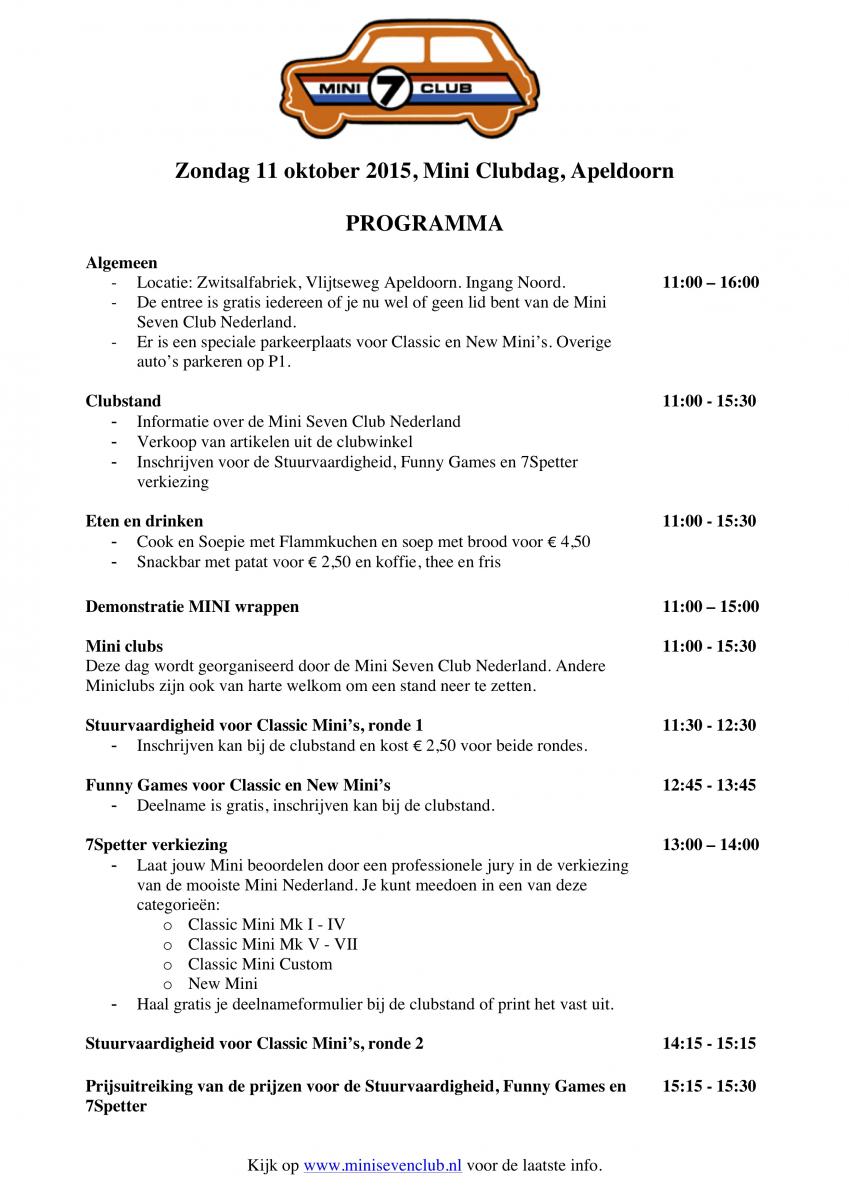 programma clubdag oktober 2015