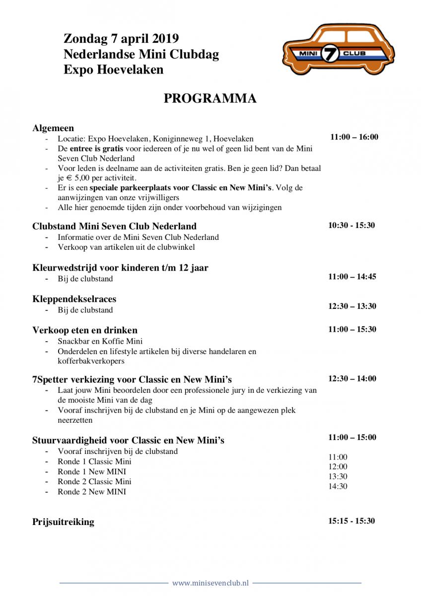 Programma clubdag april 2019