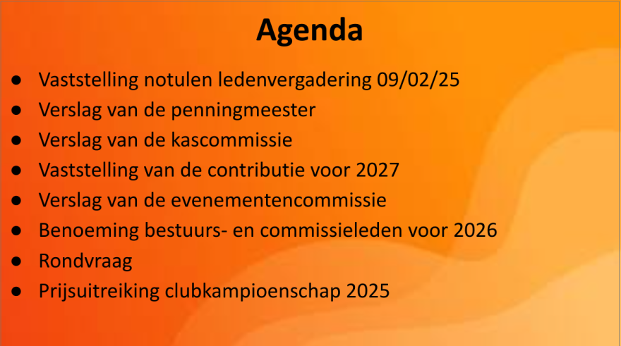 Agenda Ledenvergadering 2026